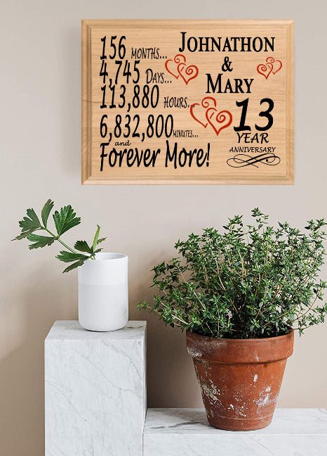 Personalized 13th Anniversary Gift – Custom Wood Keepsake for Husband, Wife, or Couple