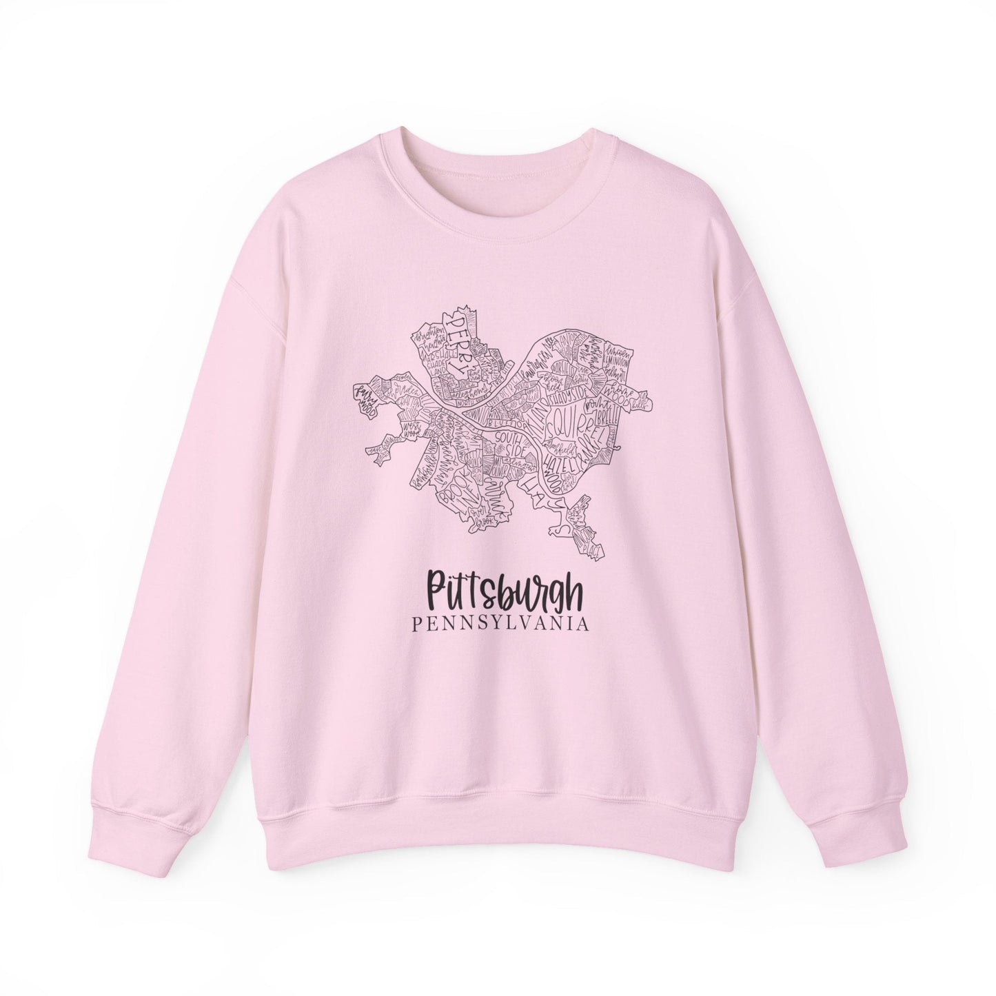 Pittsburgh Topo Word Map Graphic Gildan Heavy Blend™ Crewneck Sweatshirt