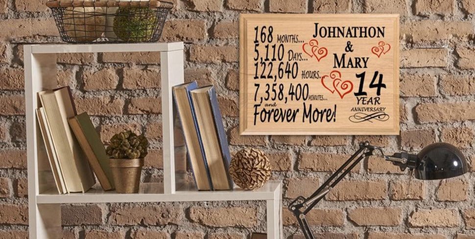 Personalized 14th Anniversary Gift – Custom Wood Keepsake for Husband, Wife, or Couple