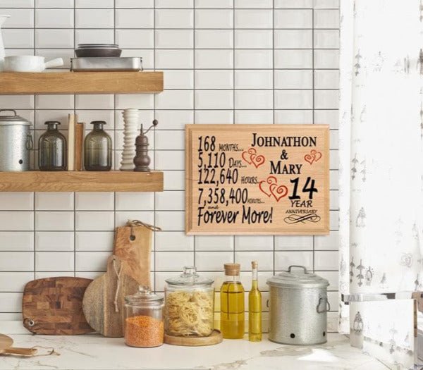 Personalized 14th Anniversary Gift – Custom Wood Keepsake for Husband, Wife, or Couple