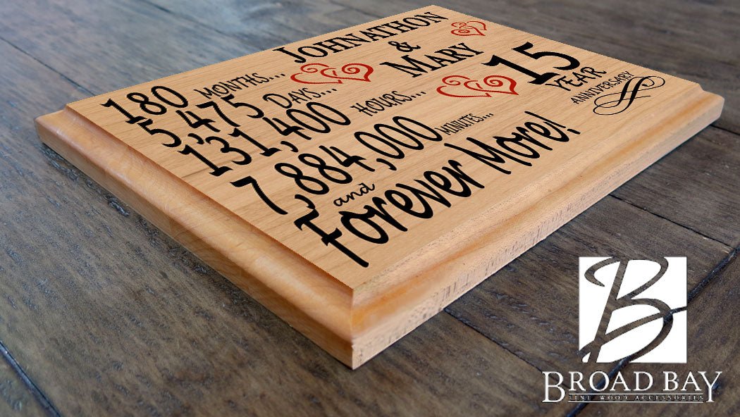 Personalized 15th Anniversary Gift – Custom Wood Keepsake for Husband, Wife, or Couple
