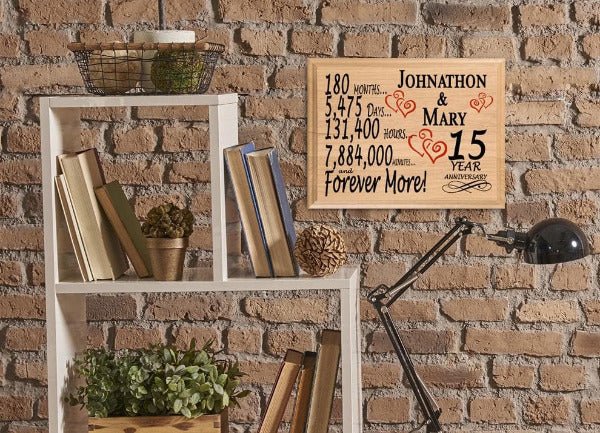 Personalized 15th Anniversary Gift – Custom Wood Keepsake for Husband, Wife, or Couple