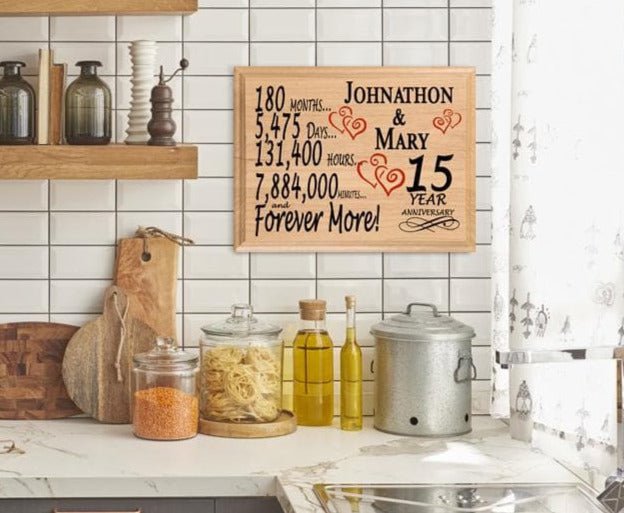 Personalized 15th Anniversary Gift – Custom Wood Keepsake for Husband, Wife, or Couple