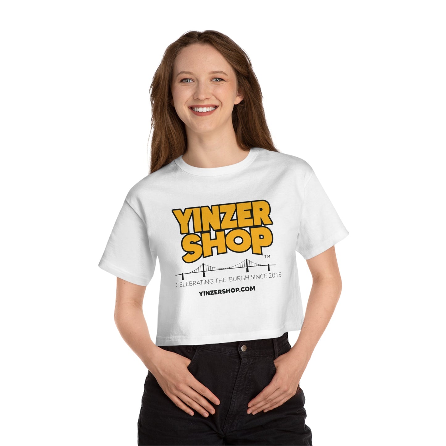 YinzerShop Serving Since 2015 - Champion Women's Heritage Cropped T-Shirt T453W