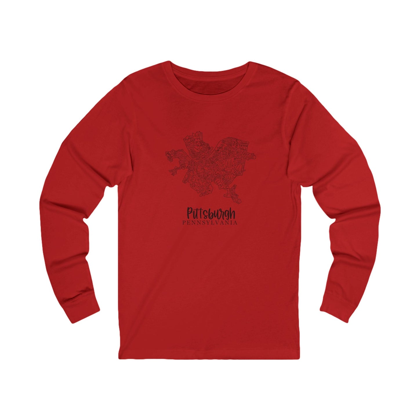 Pittsburgh Topo Word Map Graphic Premium Fit Long Sleeve T-shirt