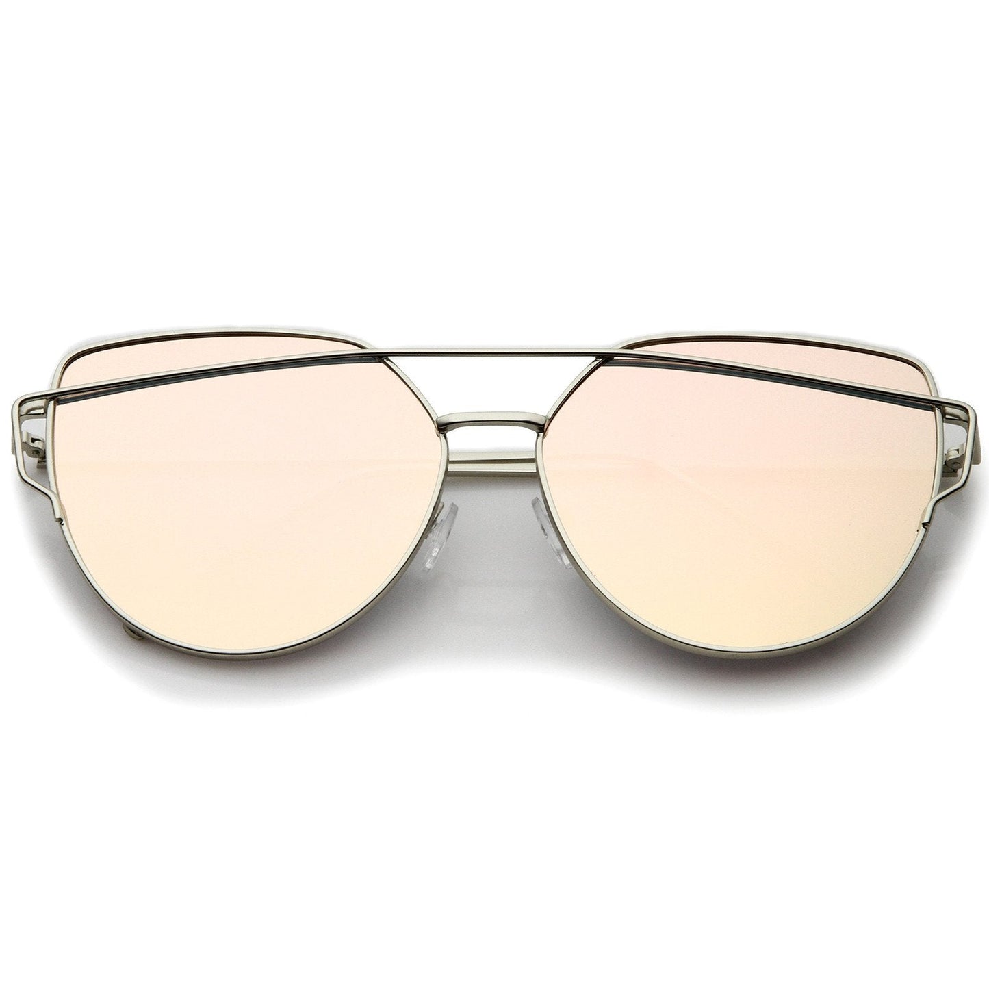 Oversize Thin Cross Brow Mirrored Flat Lens Sunglasses A545