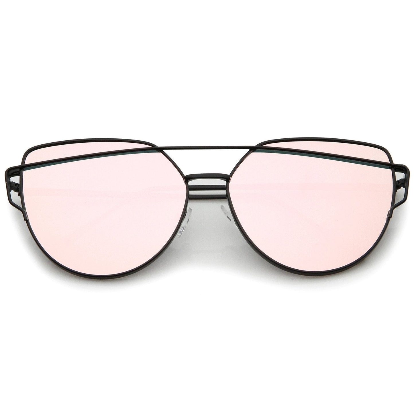 Oversize Thin Cross Brow Mirrored Flat Lens Sunglasses A545