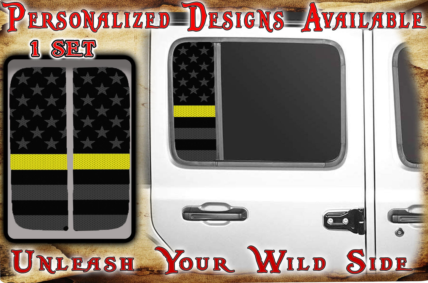 Side door window decal American Flag 160