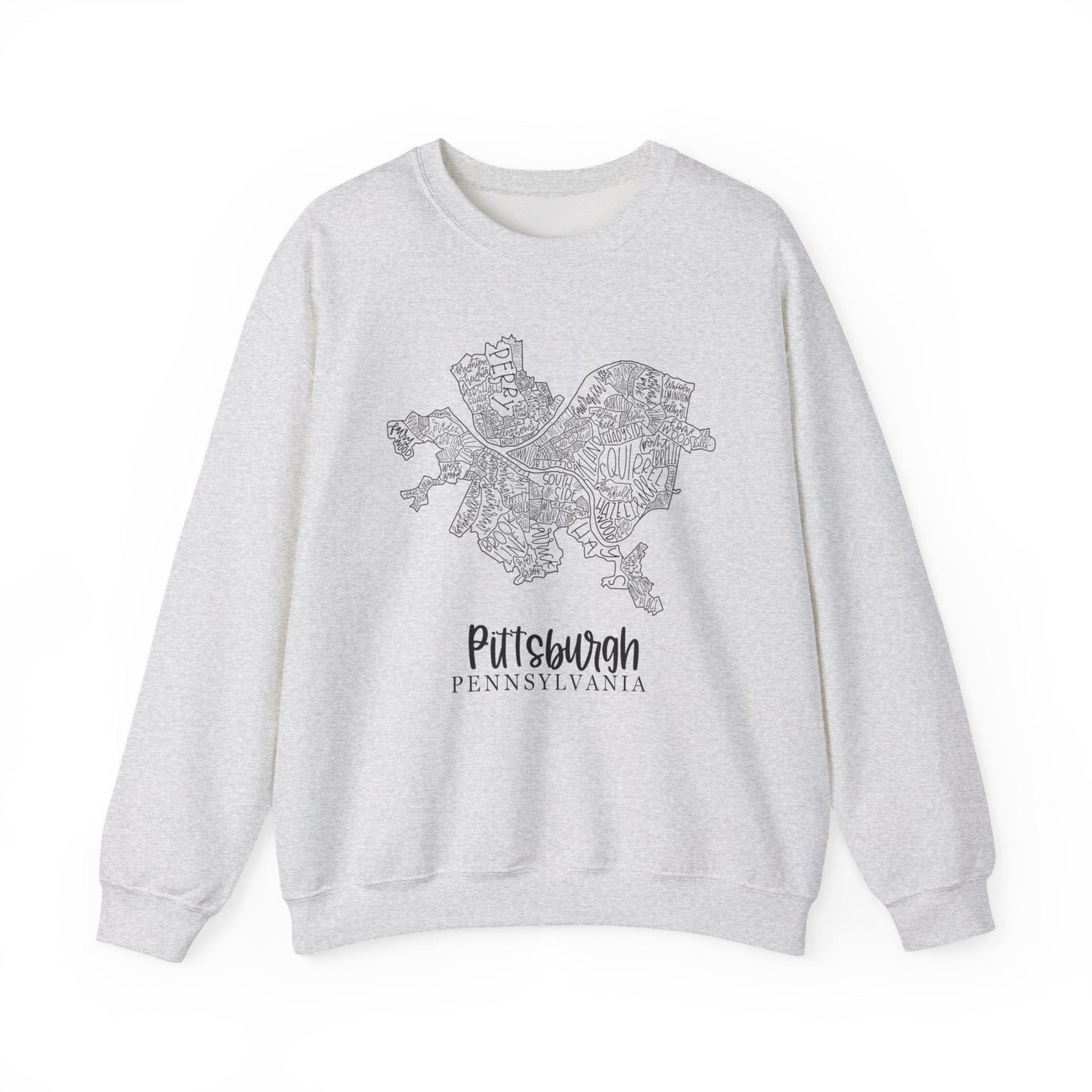 Pittsburgh Topo Word Map Graphic Gildan Heavy Blend™ Crewneck Sweatshirt