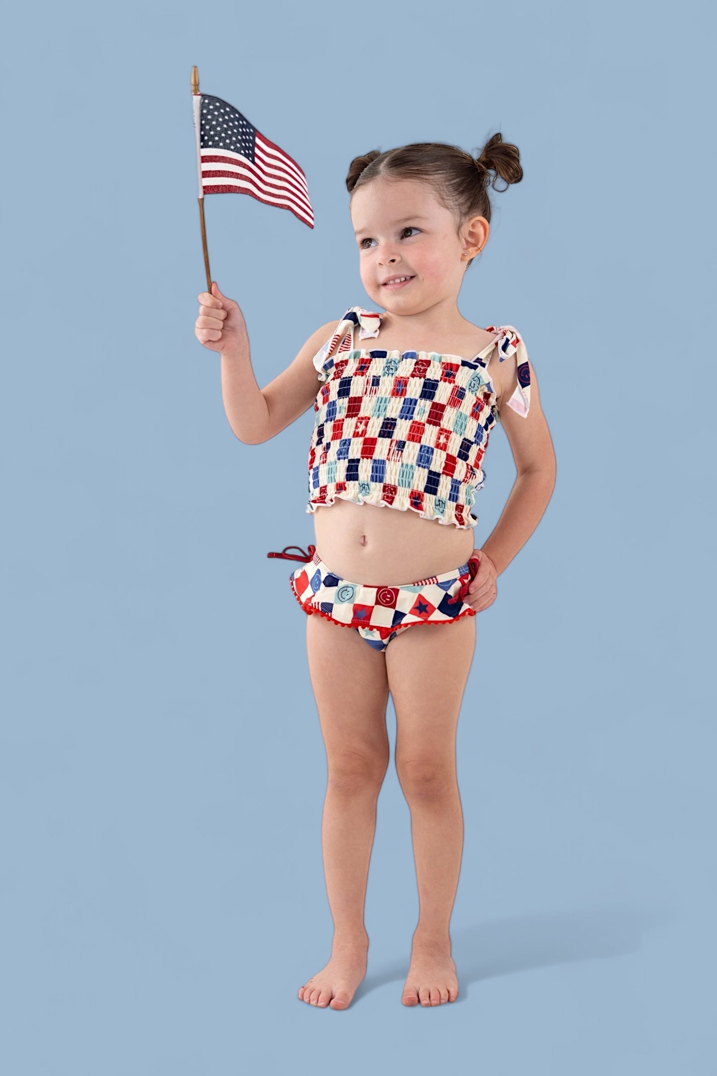 HOME OF THE FREE CHECKERS DREAM TANKINI TWO PIECE SWIM SUIT