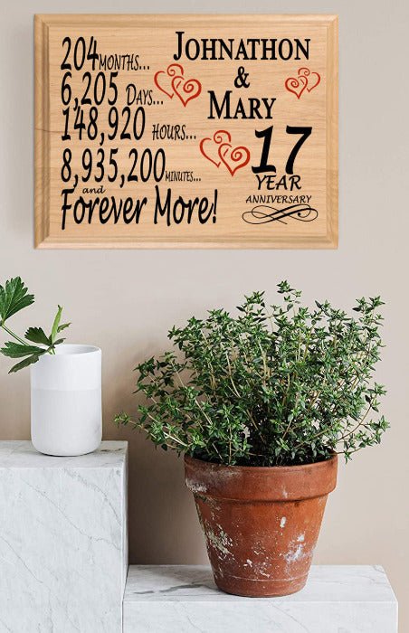 Personalized 17th Anniversary Gift – Custom Wood Keepsake for Husband, Wife, or Couple