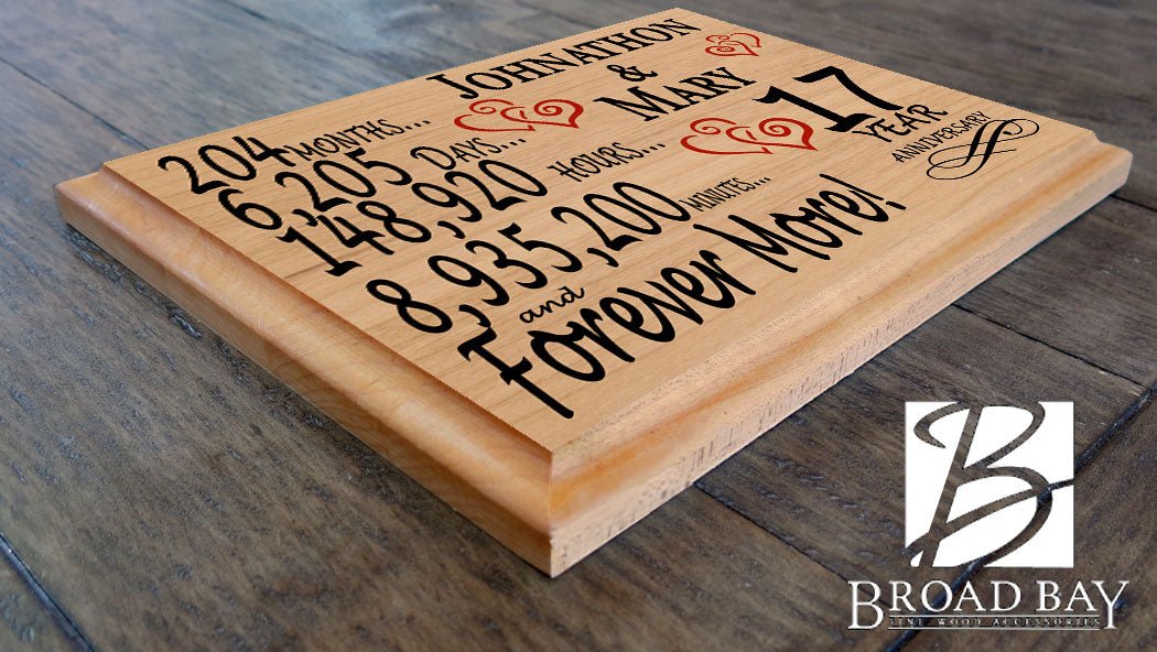 Personalized 17th Anniversary Gift – Custom Wood Keepsake for Husband, Wife, or Couple