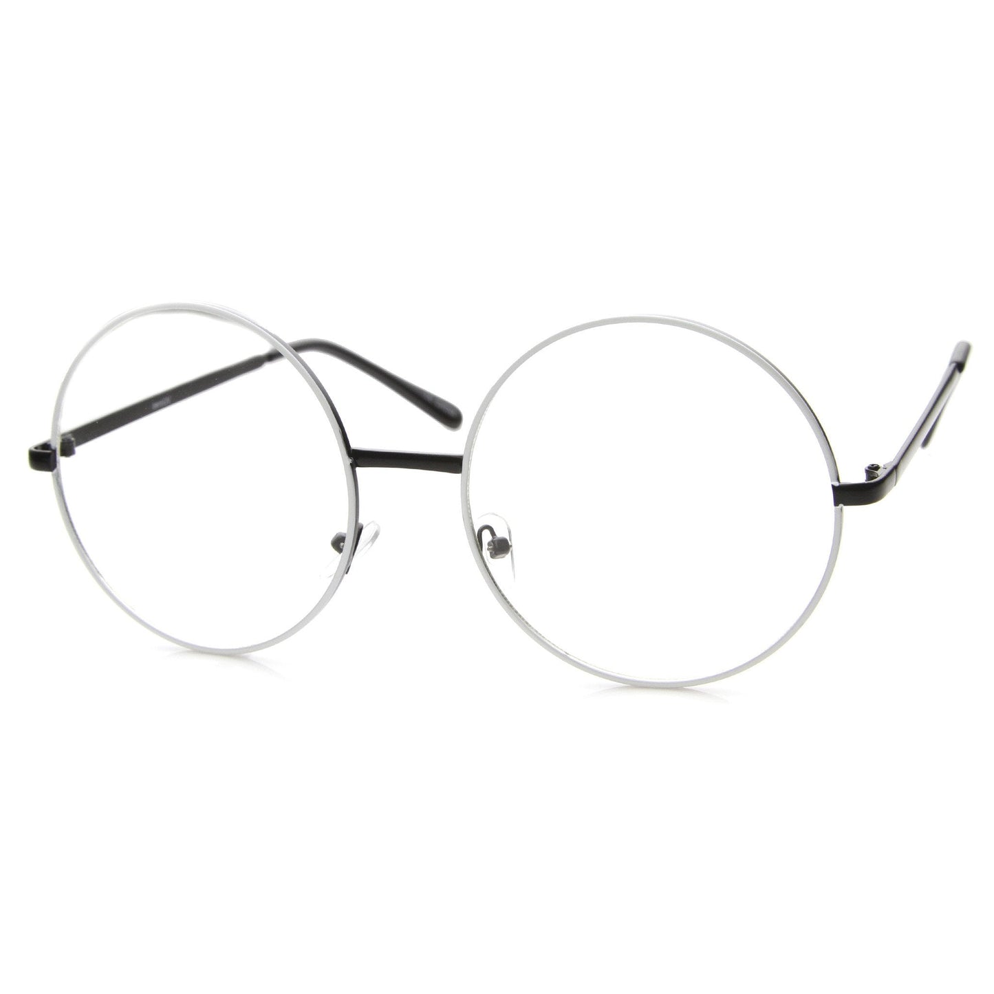 1920's Vintage Era Large Round Metal Clear Lens Glasses