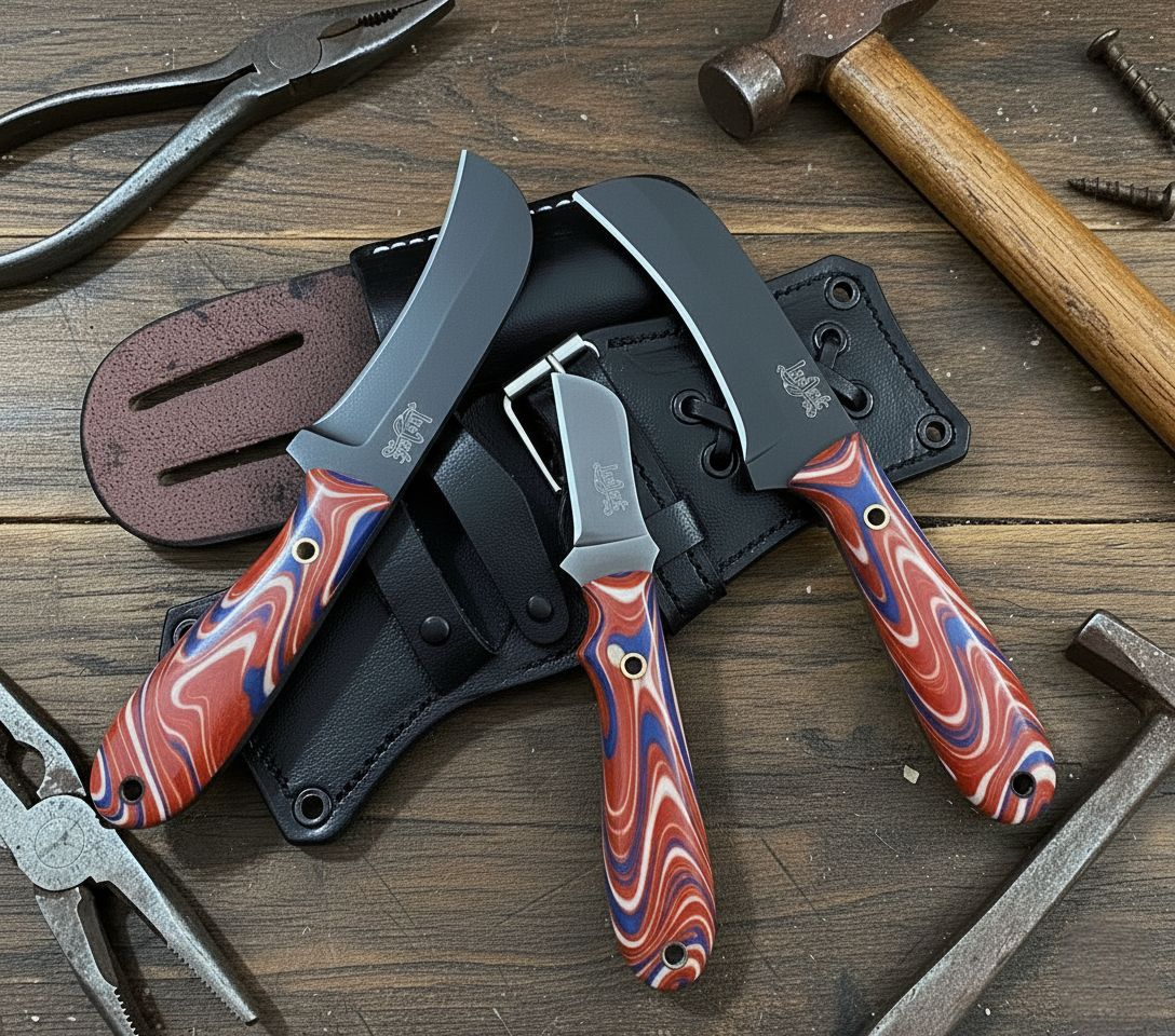 Knife Lineman Black set of 3 #006