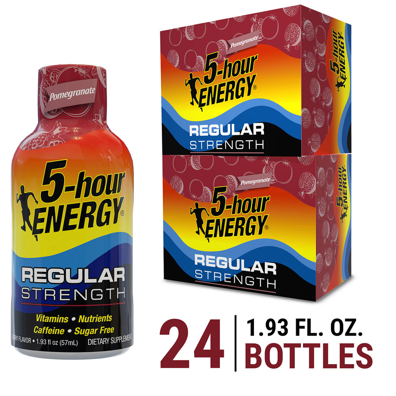 24 Pack 5-hour ENERGY Regular Strength Shots, Pomegranate Flavor 1.93 Fl Oz