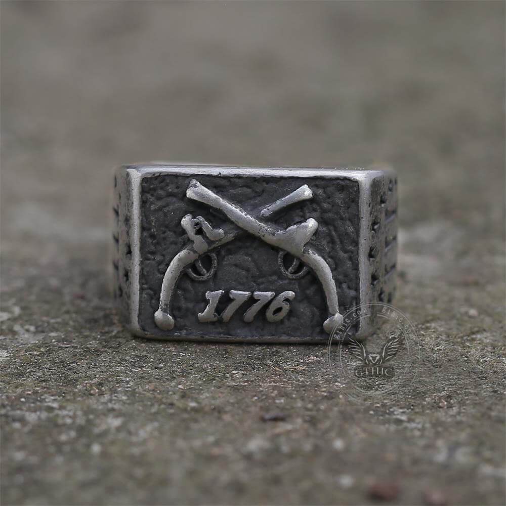 1776 Crossed Guns Stainless Steel Ring