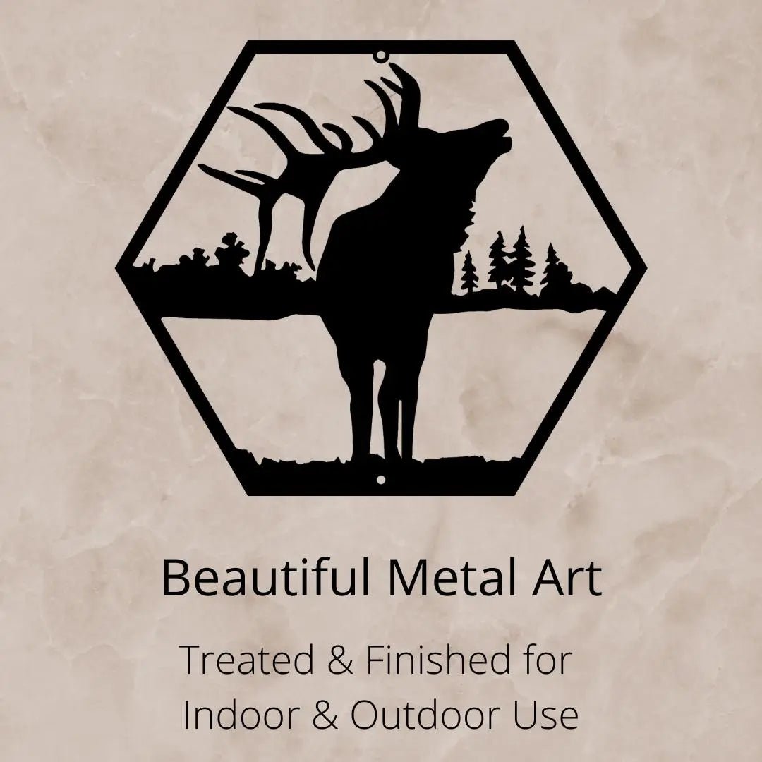 Bellowing Elk Metal Wall Art