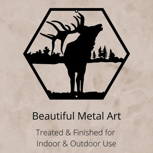 Bellowing Elk Metal Wall Art