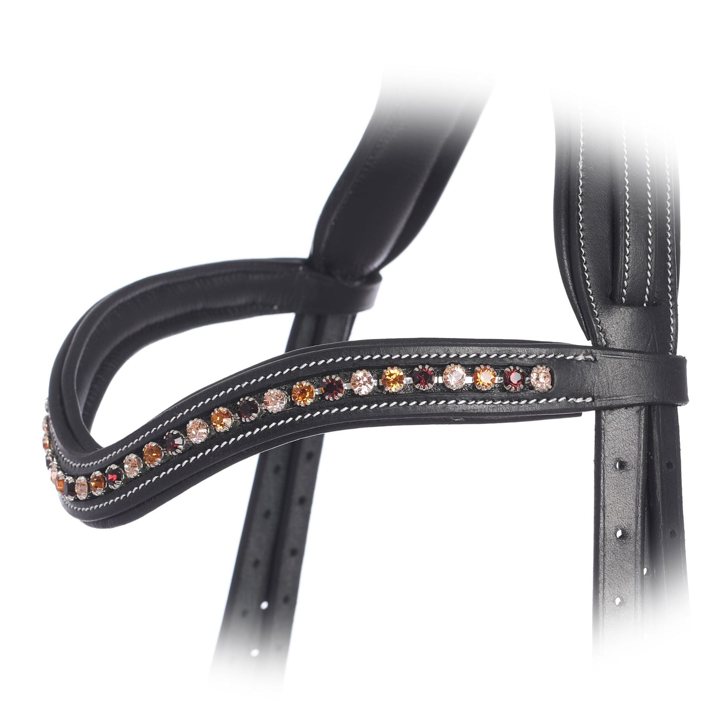 ExionPro Elegant Soft Padded Light Peach, Burgundy, Topaz Colored Crystal Browband
