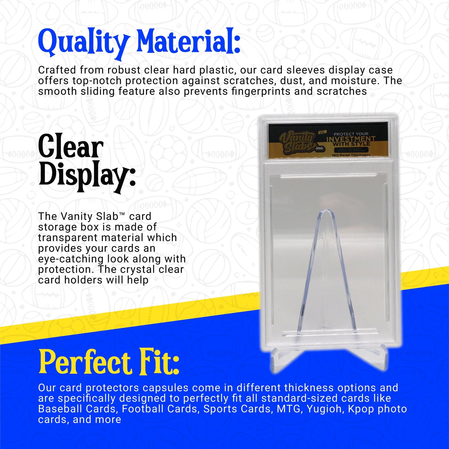 Vanity Slabs Holder 180pt Thickness for Extra Thick RPA Cards Empty Slab for Very Thick Trading Cards for Baseball Football Hockey Basketball Cards