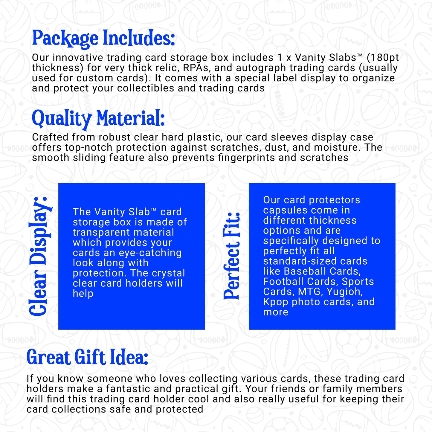 Vanity Slabs Holder 180pt Thickness for Extra Thick RPA Cards Empty Slab for Very Thick Trading Cards for Baseball Football Hockey Basketball Cards