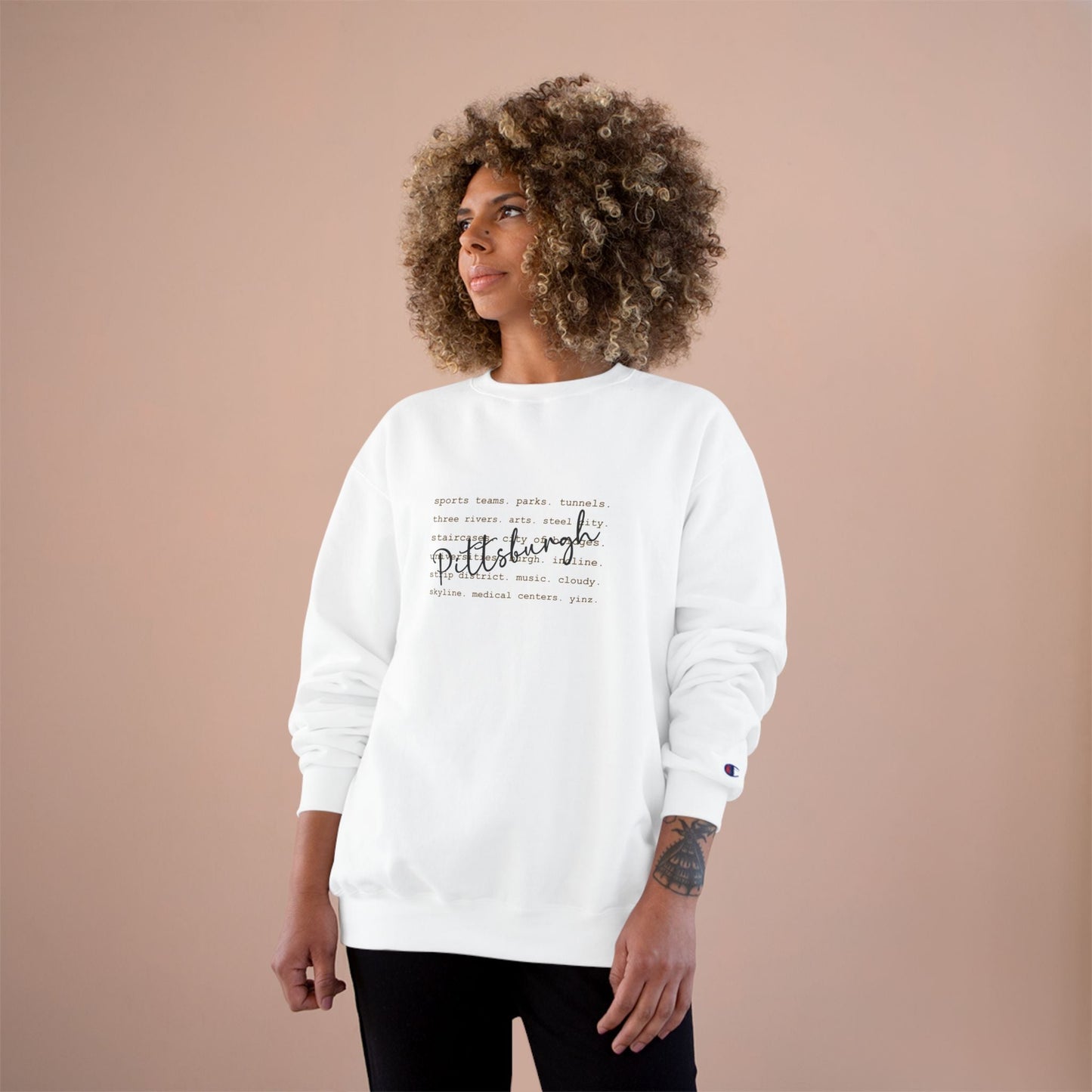 Pittsburgh Typography Word Art Champion S600 Sweatshirt