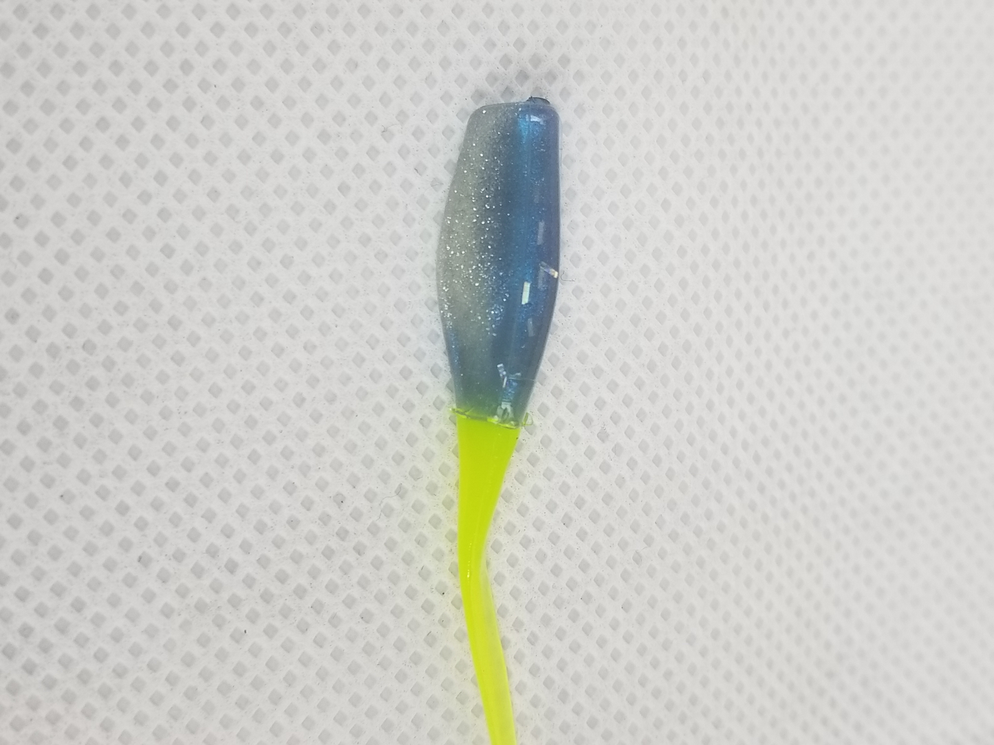 Cam's 2"(HOLOGRAM FLAKE)  Stinger Shad 35 pc Spring Blue Ice & Chartreuse Tail Crappie Soft Jigs  [A Cam's Exclusive]