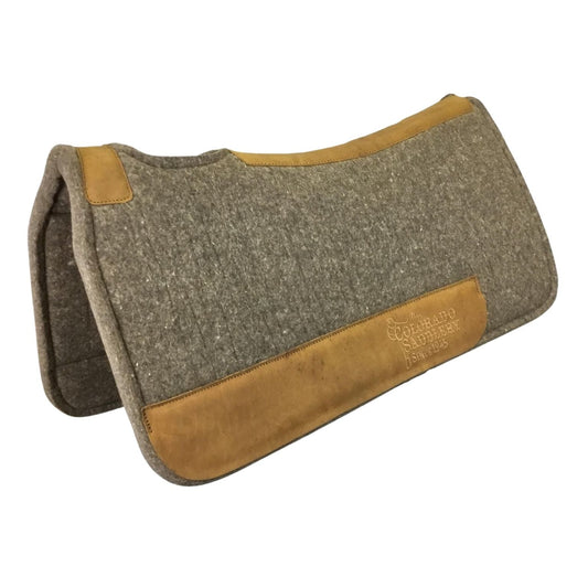 Chocolate Grey 100% Pressed Wool Saddle Pad with Brown Stitching