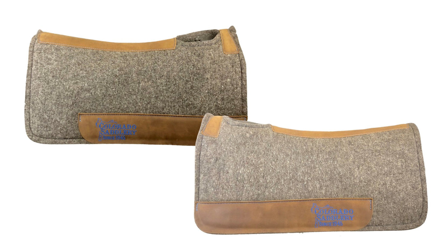 Chocolate Grey 100% Pressed Wool with Blue Stitching