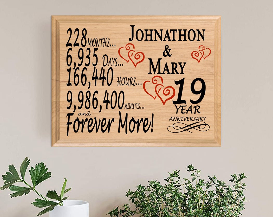 Personalized 19th Anniversary Gift – Custom Wood Keepsake for Husband, Wife, or Couple