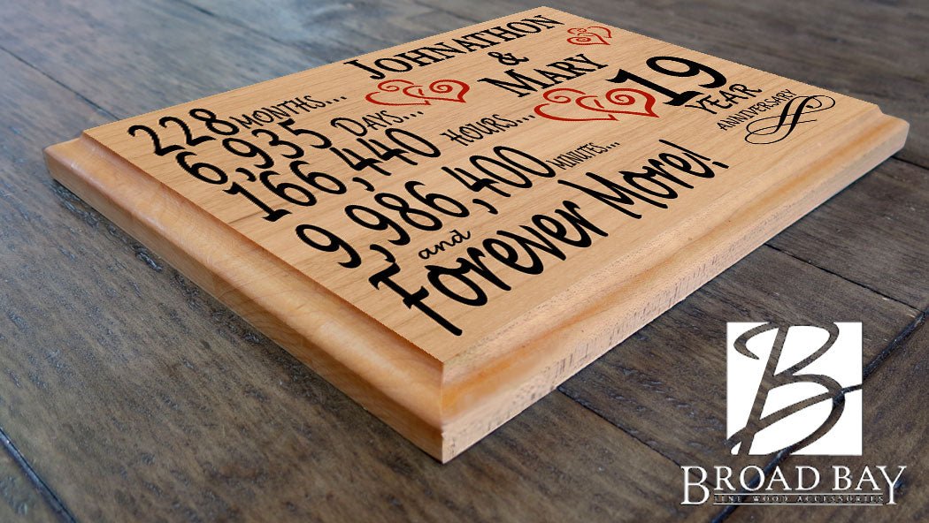 Personalized 19th Anniversary Gift – Custom Wood Keepsake for Husband, Wife, or Couple