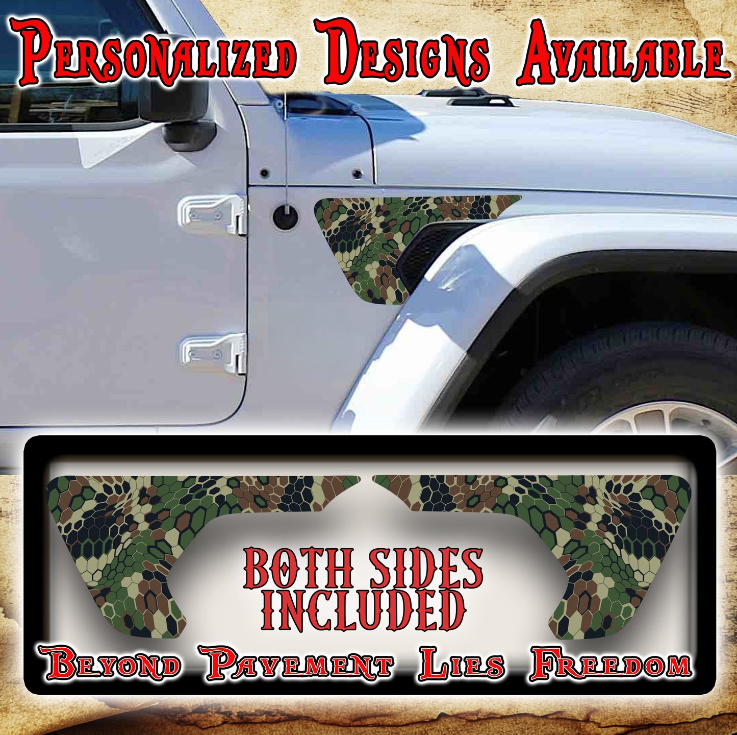 kryptic camo green fender vent decal for the JL or JT 2018 or newer 191