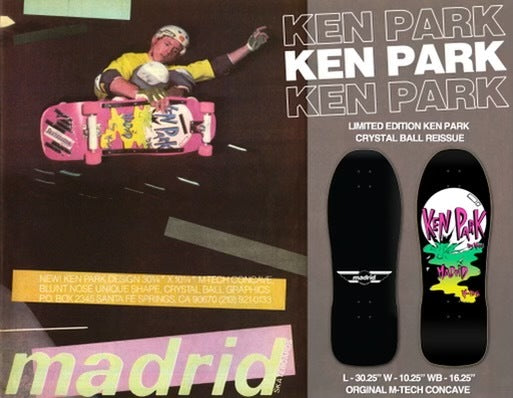 Madrid Ken Park Crystal Ball Old School Skateboard Deck 10.25" X 30.25"