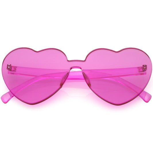 Women's Heart Shape Color Tone Monoblock Sunglasses C578
