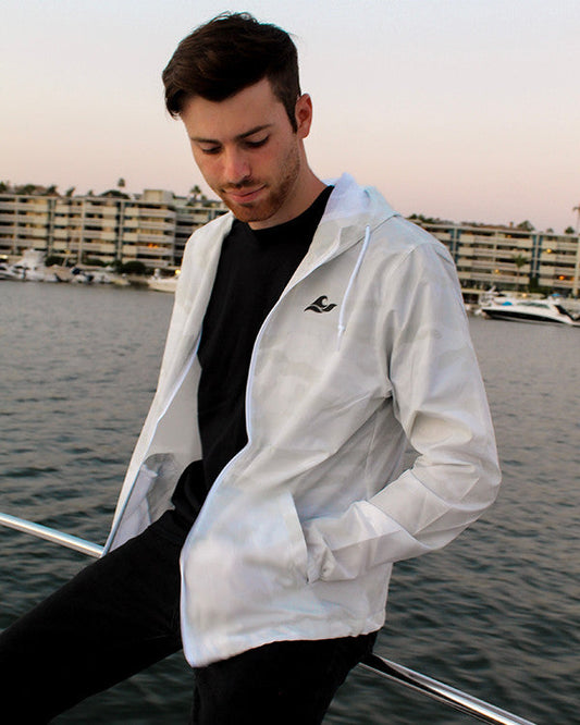 Koloa Water Resistant Windbreaker- White Camo