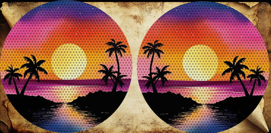 Beach Sunset round headlight decals