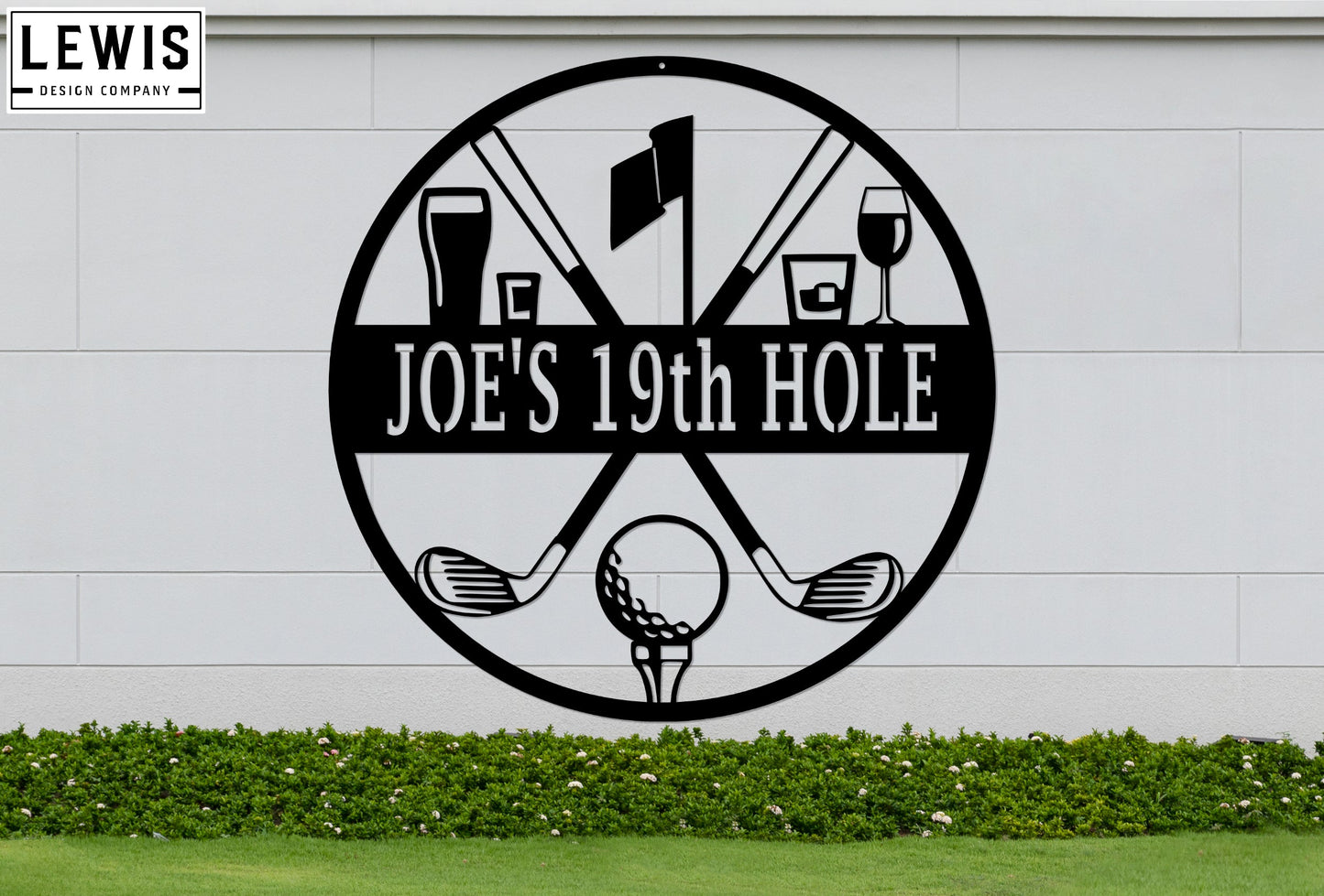 Golf 19th Hole Custom Name Metal Sign