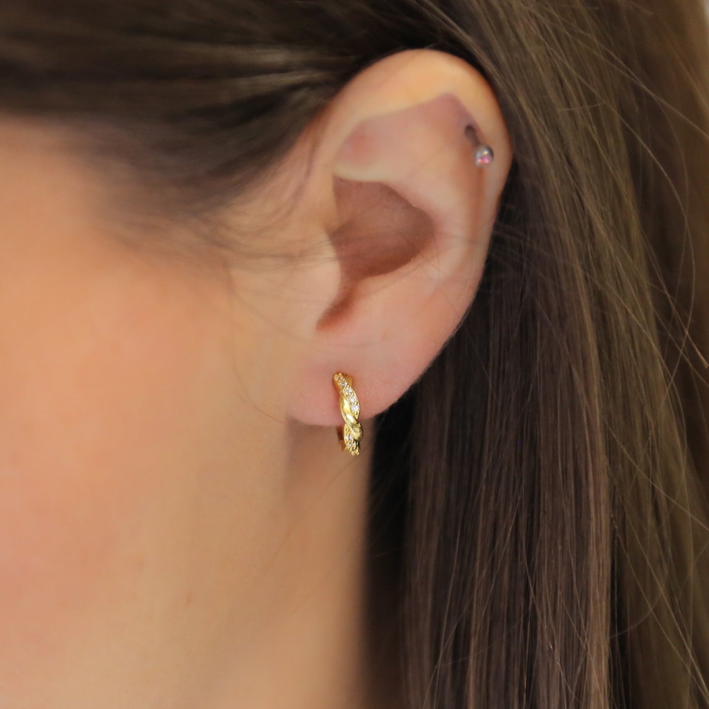 LIVIA - Sterling Silver or 18k Gold and Zircon Hoop Earrings
