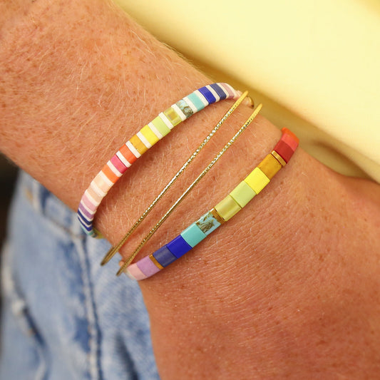 COLOR VIBE - Stack of 3 Tila Bead Bracelets