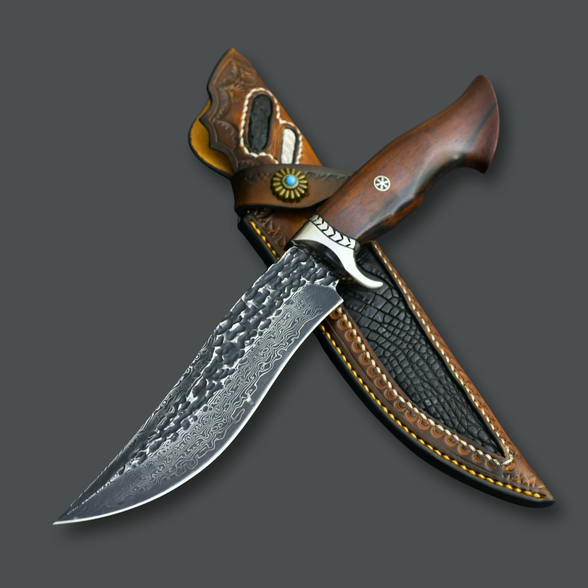 Aphrodite Japanese Hunting Utility Knife with Exotic Sandalwood Handle