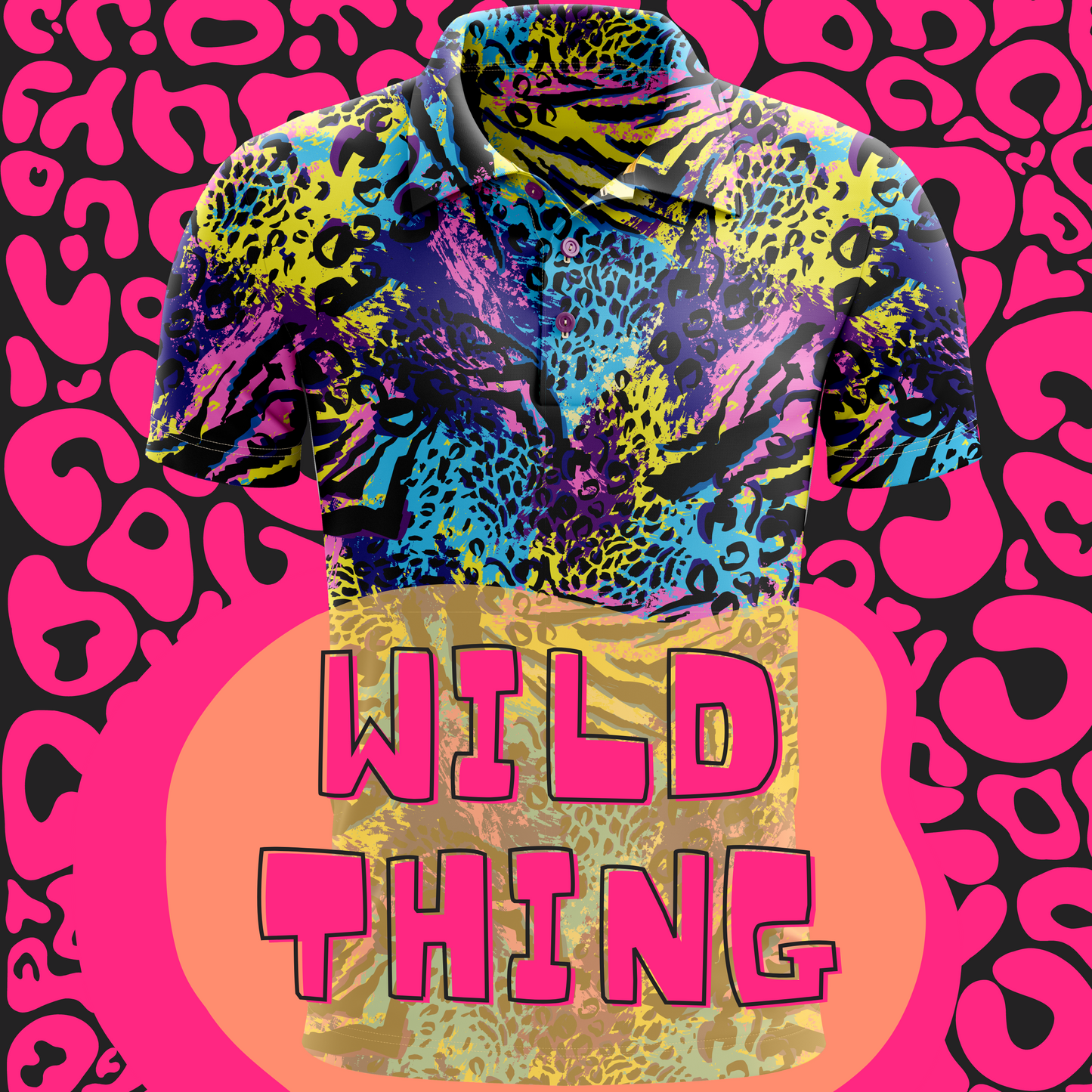 Wild Thing | Bright/Loud 80's Animal Print Style Golf Polo for Men