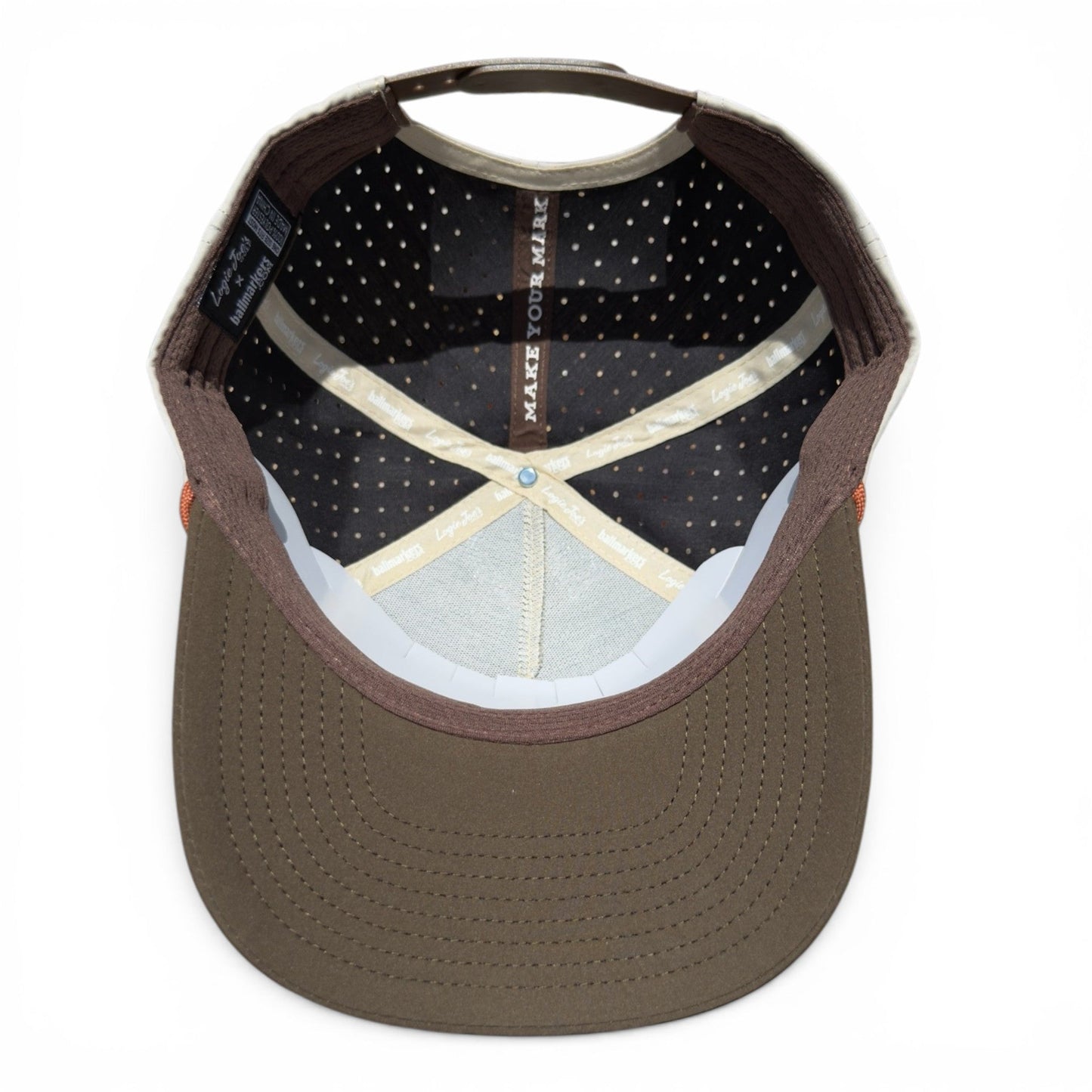 Longhorn Golf Hat | Snapback Cap | Built-in Magnetic Ball Marker Holder + Marker Included | Adjustable Tan Bull Skull
