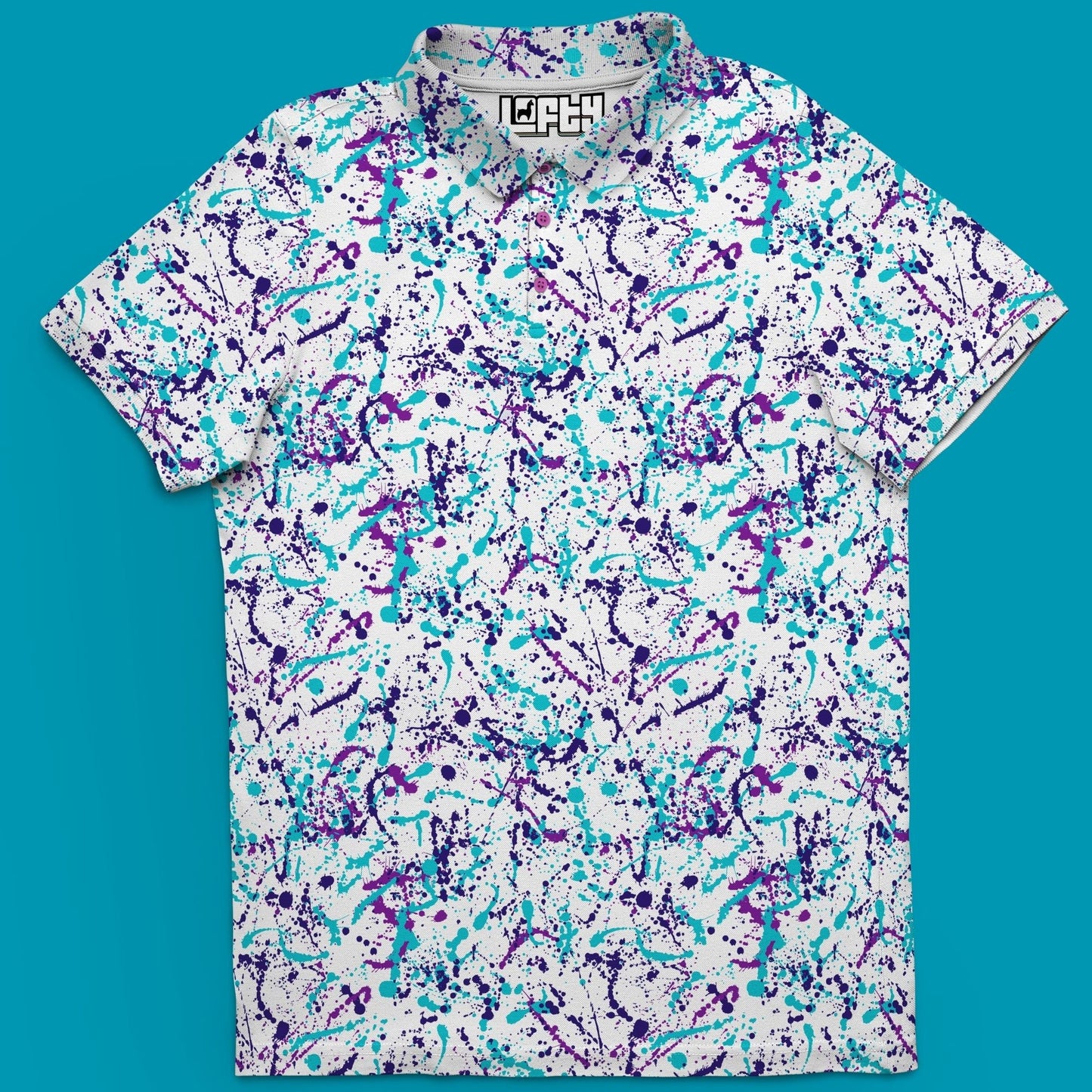 Spray 'N' Slay | 90's Jazz Color Paint Splatter Golf Polo for Men (RELAXED FIT)
