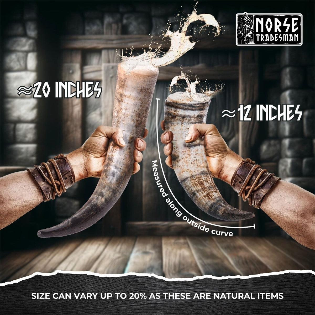 Curved Drinking Horn Bundle with Stand & Holster (Pick Your Color)