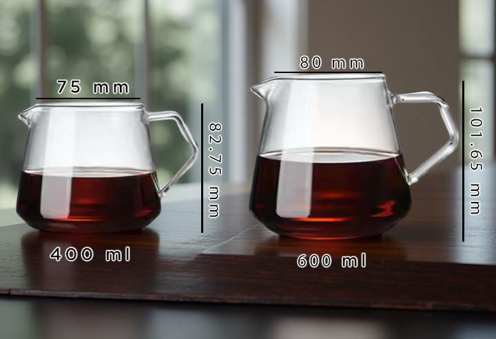 Glass Pour Over Carafe Coffee 400ML + 600ML options.  v60, UFO, Aeropress Glass