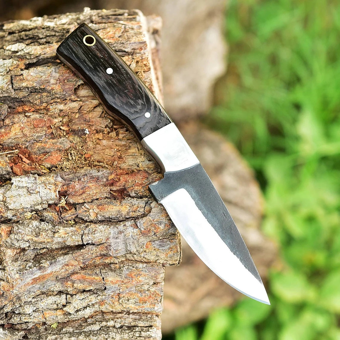 "Custom Handmade 1095 Forged Steel Skinning Knife | Wenge Wood Handle | 7.5 Inches | Leather Sheath | KBS Knives Store"