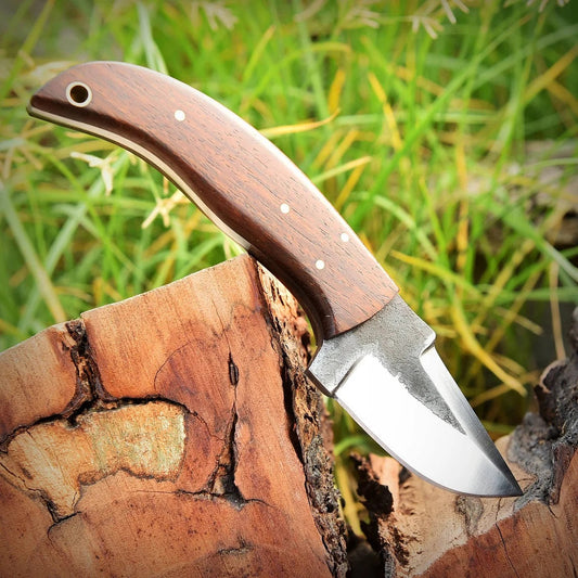 "Custom Handmade 1095 Forged Steel Skinning Knife | Rosewood Handle | 7 Inches | Leather Sheath | KBS Knives Store"