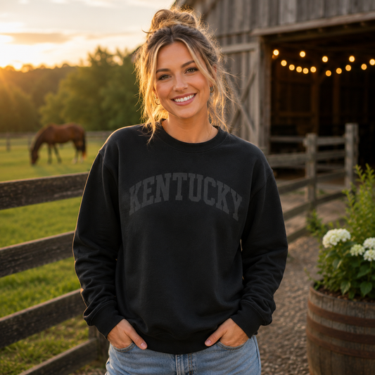Kentucky Block Letter Sweatshirt | Bold Black Text | Vintage Fleece