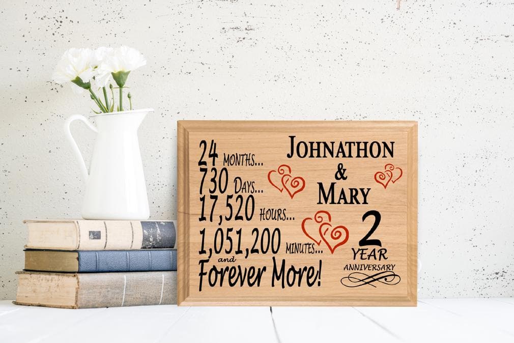 Personalized 2nd Anniversary Gift – Custom Wood Keepsake for Husband, Wife, or Couple