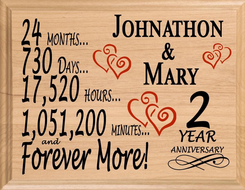 Personalized 2nd Anniversary Gift – Custom Wood Keepsake for Husband, Wife, or Couple